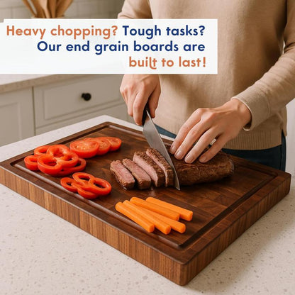 Grain & Grove Acacia End Grain Wooden Cutting Board