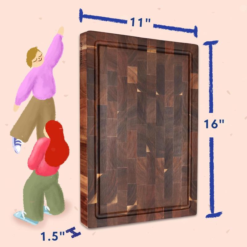 Grain & Grove Acacia End Grain Wooden Cutting Board