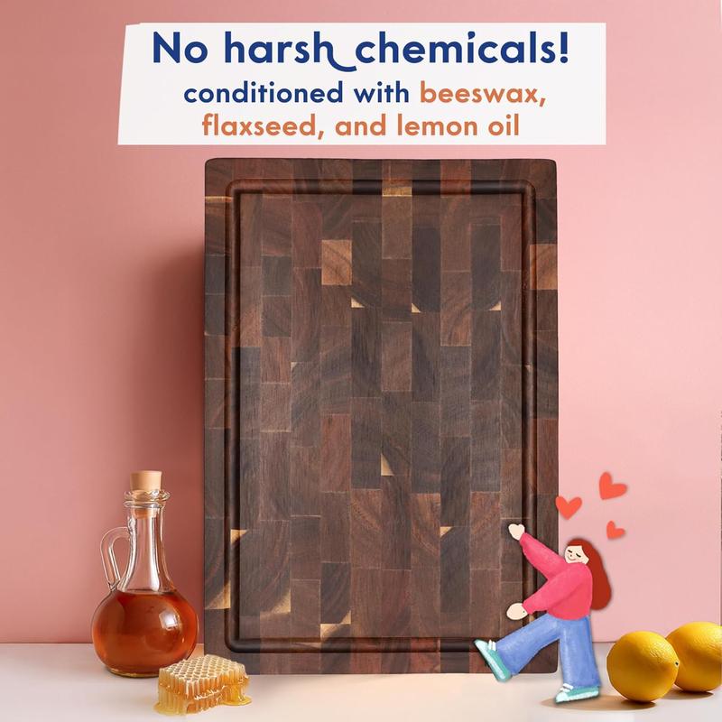 Grain & Grove Acacia End Grain Wooden Cutting Board